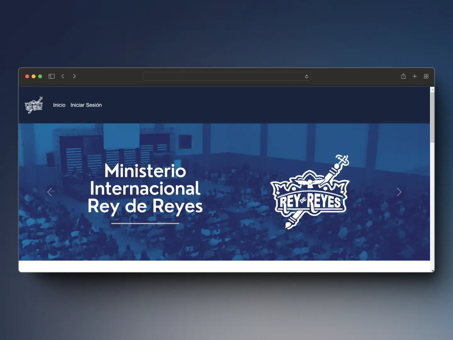 Captura de pantalla del proyecto Visión Rey de Reyes - Web App