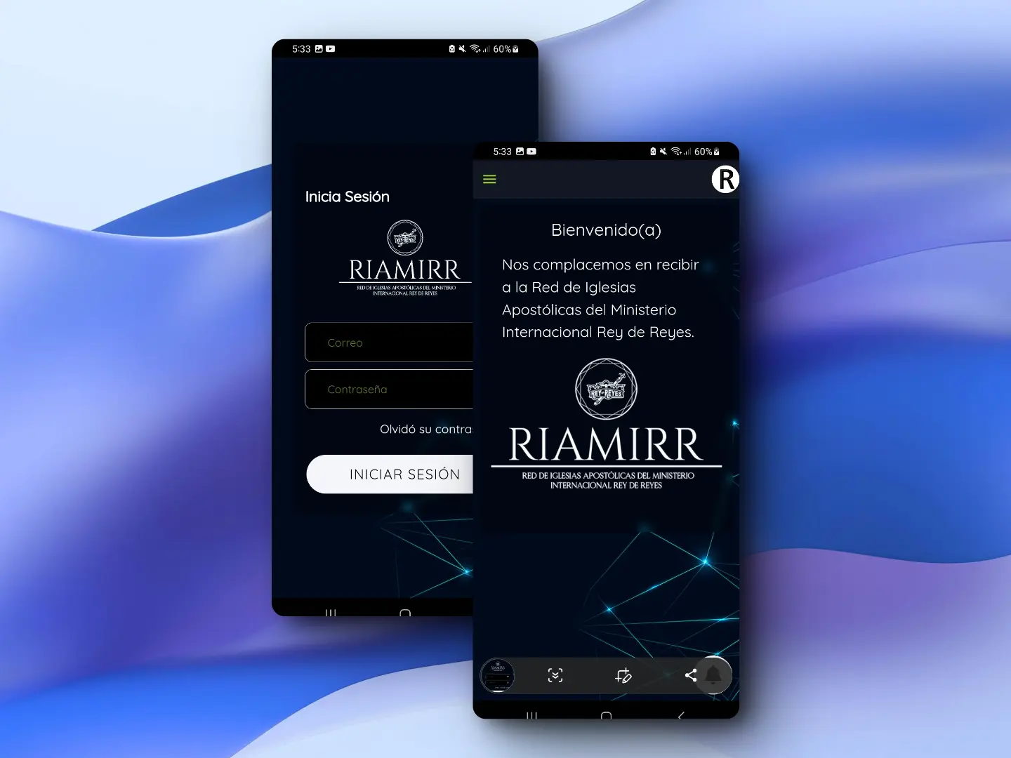 Captura de pantalla del proyecto Riamirr - Aplicación Móvil