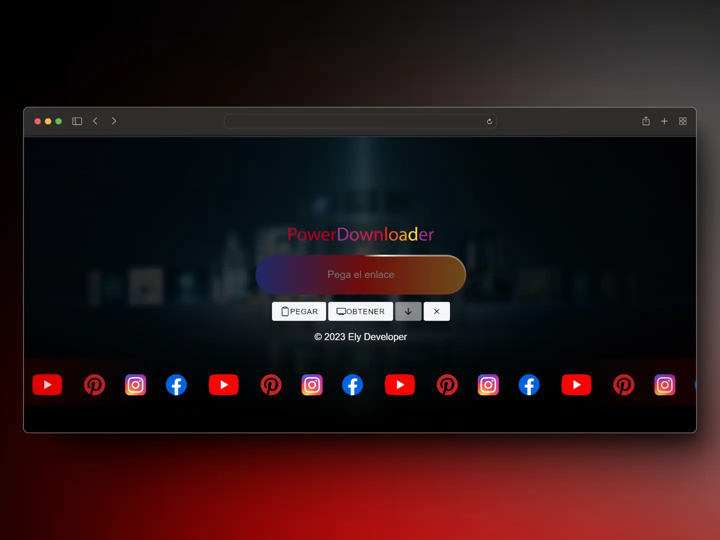 Captura de pantalla del proyecto PDownloader - Aplicación Web