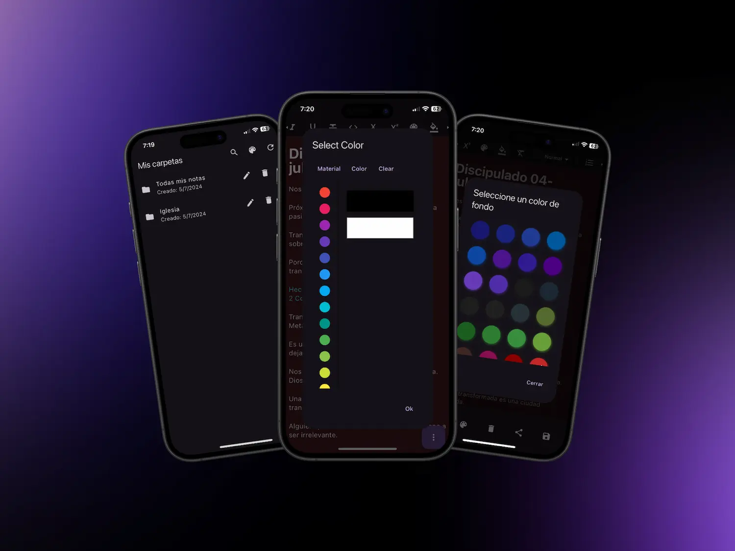 Captura de pantalla del proyecto Uvi Notas - Aplicación Móvil
